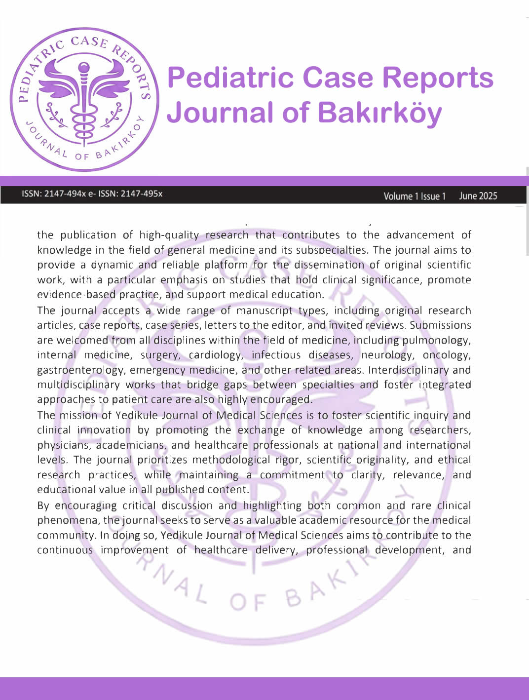 Pediatric Journal of Bakırkoy Cover